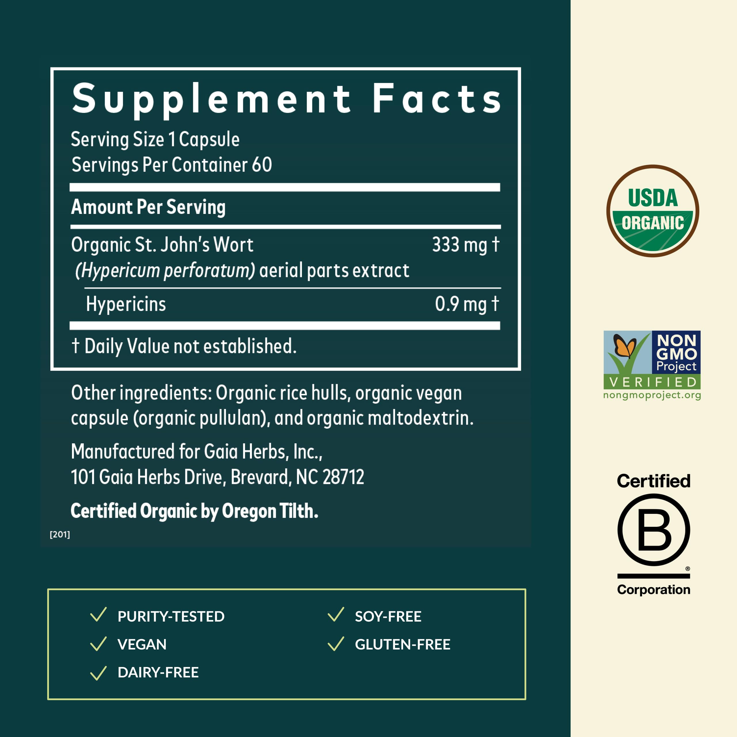 Gaia Herbs St. John's Wort - Stress Support Supplement* - with St. John's Wort - 60 Vegan Capsules (60 Servings) - Image 3